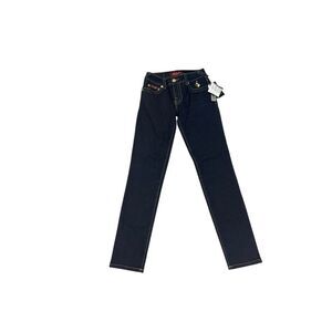 Vintage Y2K Baby Phat Tapered Leg Jeans Juniors Sz 1 Dark Embroidered and Rhines